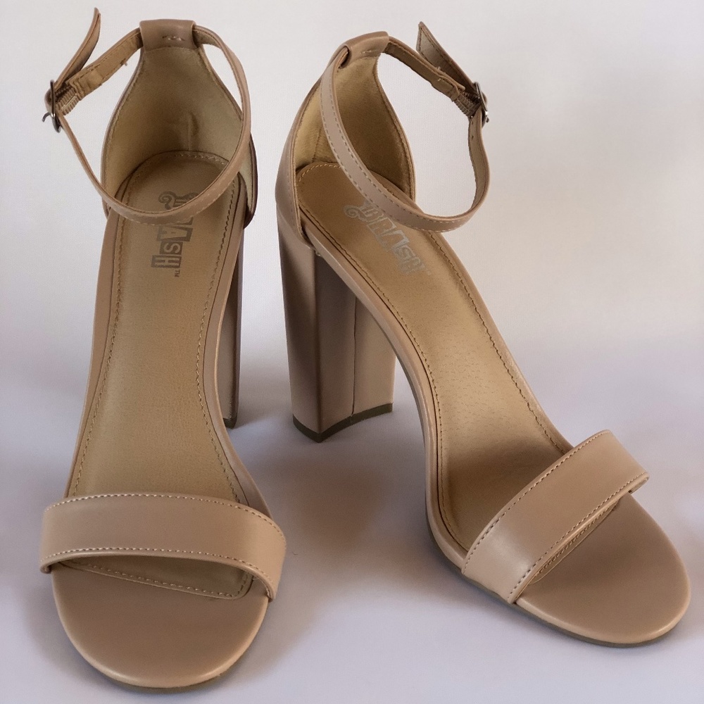 Nude block heels
